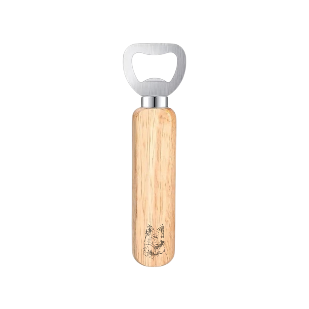 Finnish Spitz Face Engraved Wooden Bottle Opener