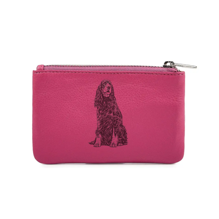 Gordon Setter Sitting Engraved Genuine Leather Coin Purse (Multiple Colour Options)