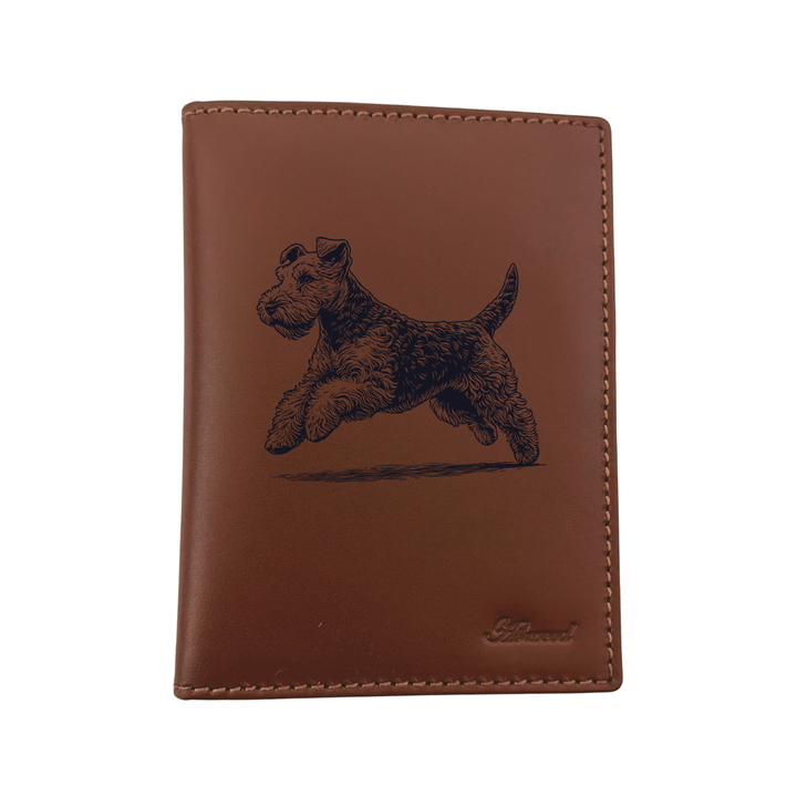 Lakeland Terrier Face Engraved Leather Passport Cover
