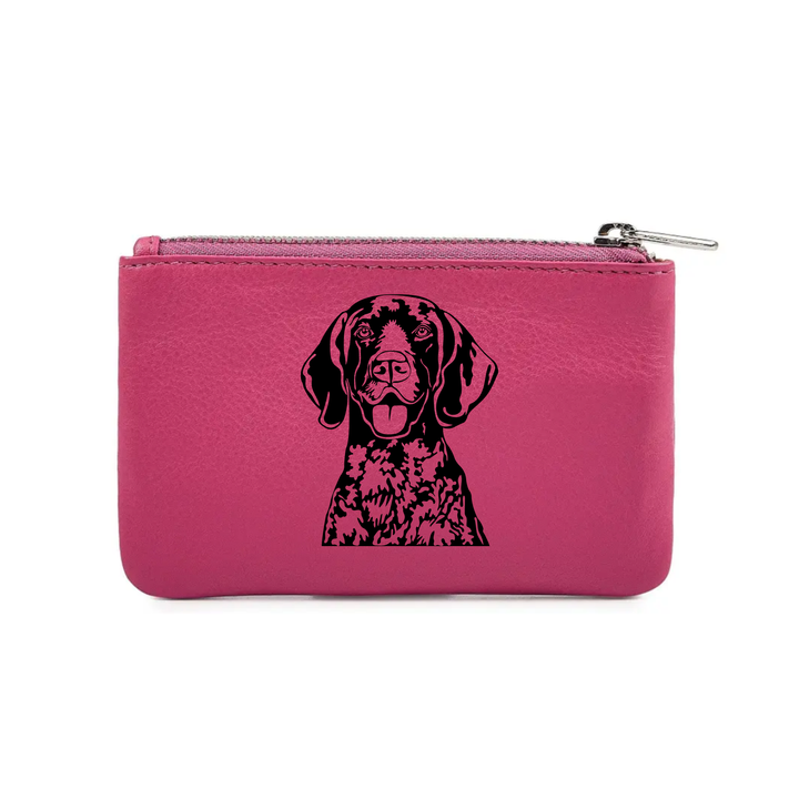 German Shorthair Pointer Engraved Genuine Leather Coin Purse (Multiple Colour Options)