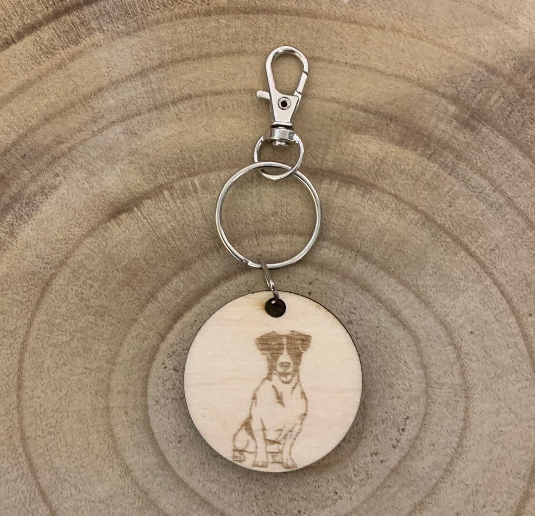 Jack Russell Terrier Smooth Dog Engraved Wooden Keyring
