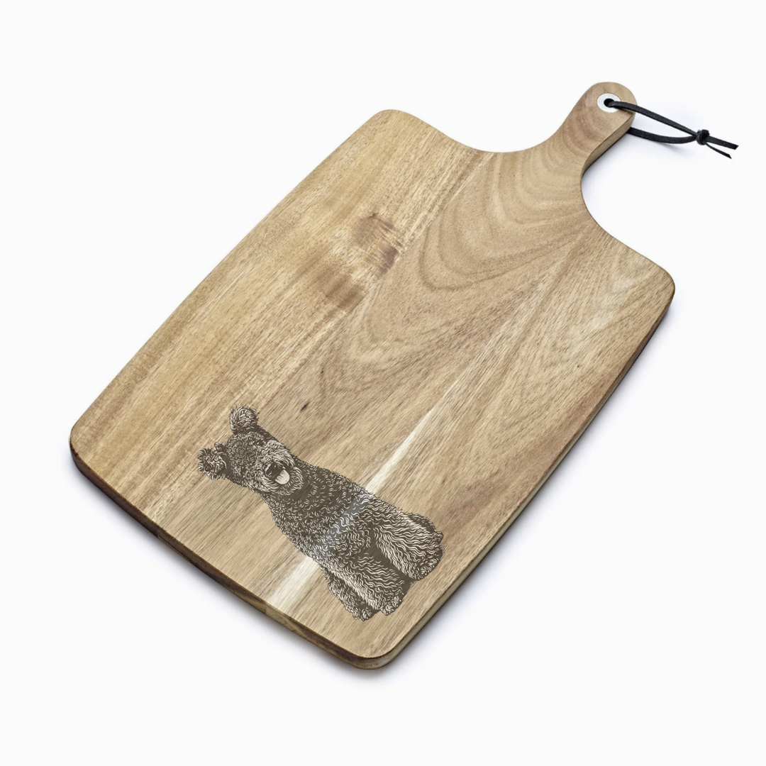 Personalised Hungarian Pumi Engraved Acacia Serving Board