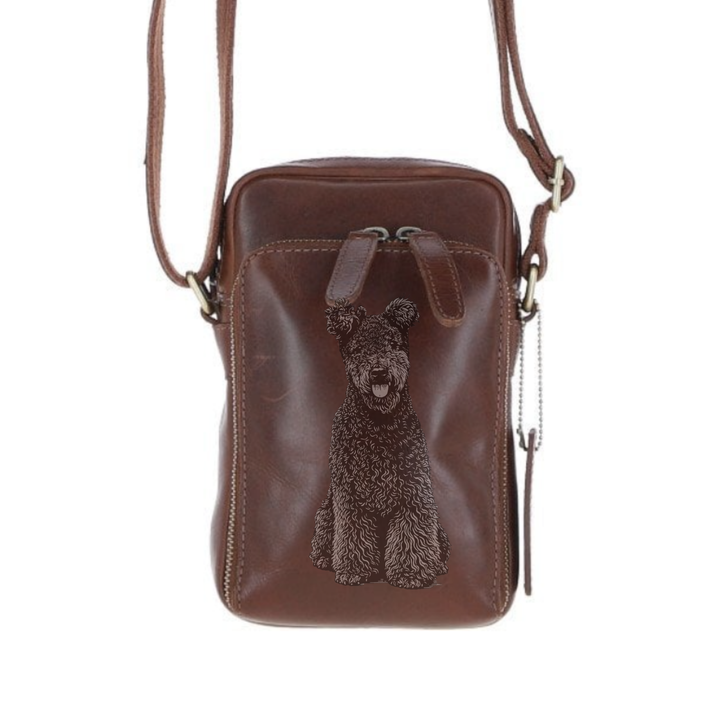 Personalised Hungarian Pumi Sitting Leather Compact Crossbody Bag