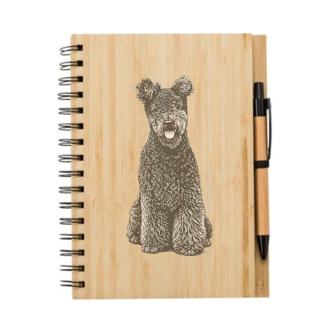 Hungarian Pumi Illustration Engraved Notebook