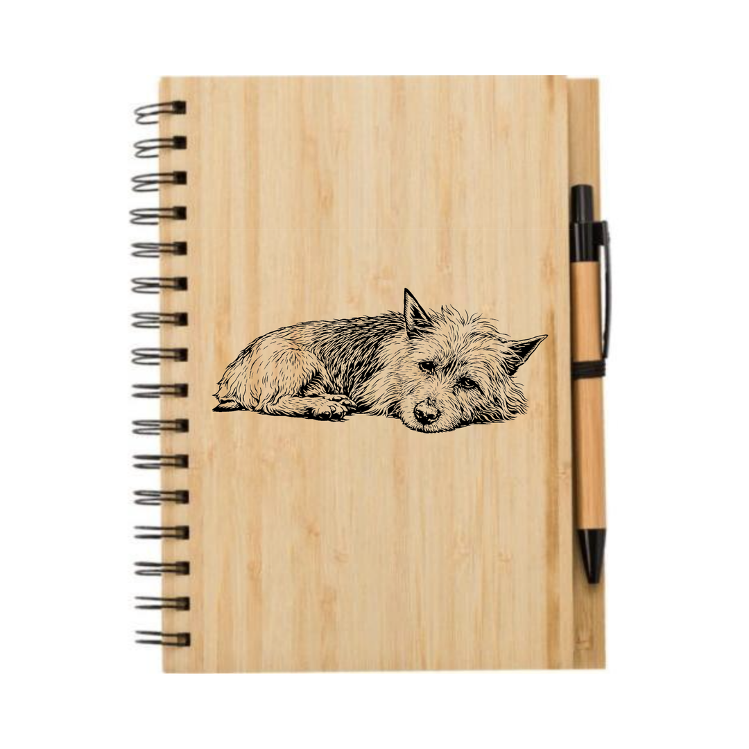Australian Terrier Lying Down Illustration Engraved Notebook