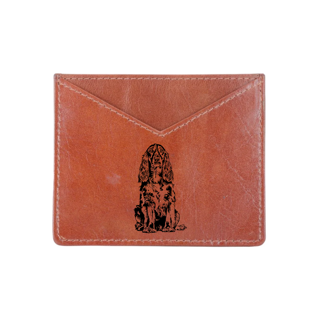 Field Spaniel Engraved Genuine Leather Cardholder