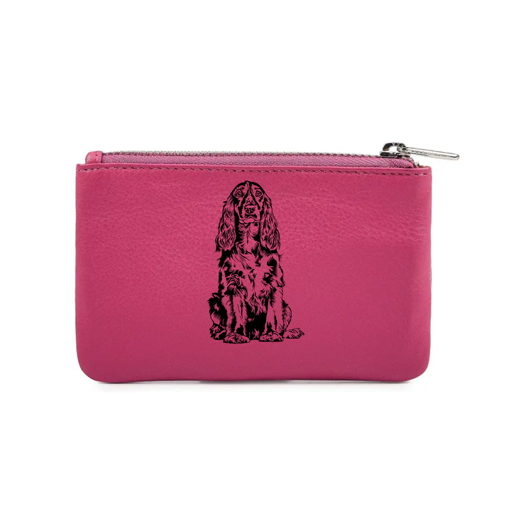 Field Spaniel Engraved Genuine Leather Coin Purse (Multiple Colour Options)