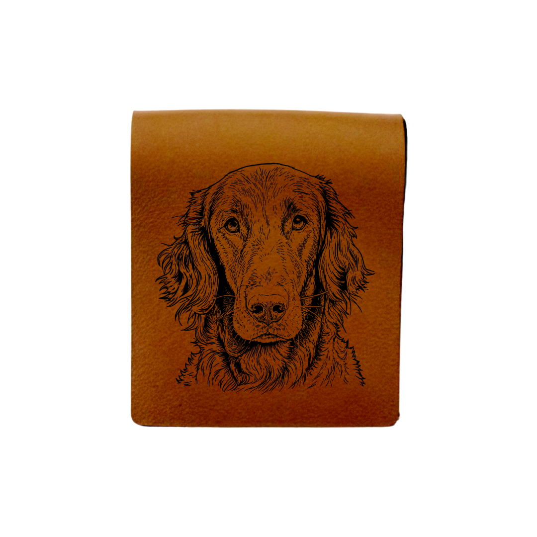 Flat Coated Retriever Face Engraved Genuine Leather Magnetic Bookmark