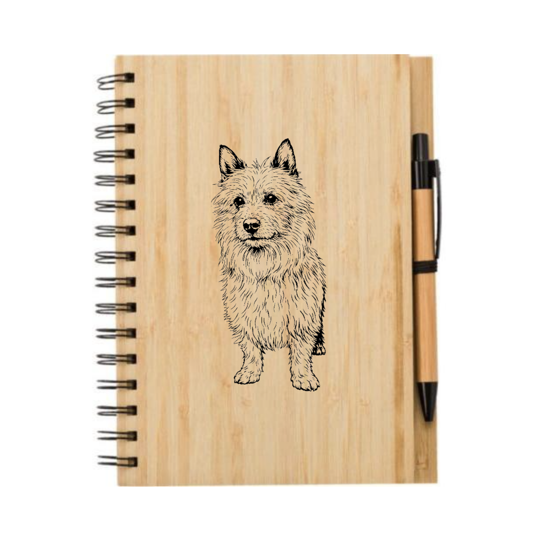 Australian Terrier Standing Illustration Engraved Notebook