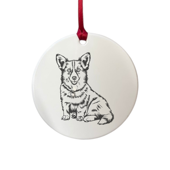 Personalised Corgi Engraved White Acrylic Decoration