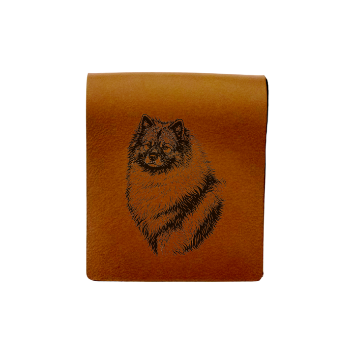 Keeshond Face Engraved Genuine Leather Magnetic Bookmark