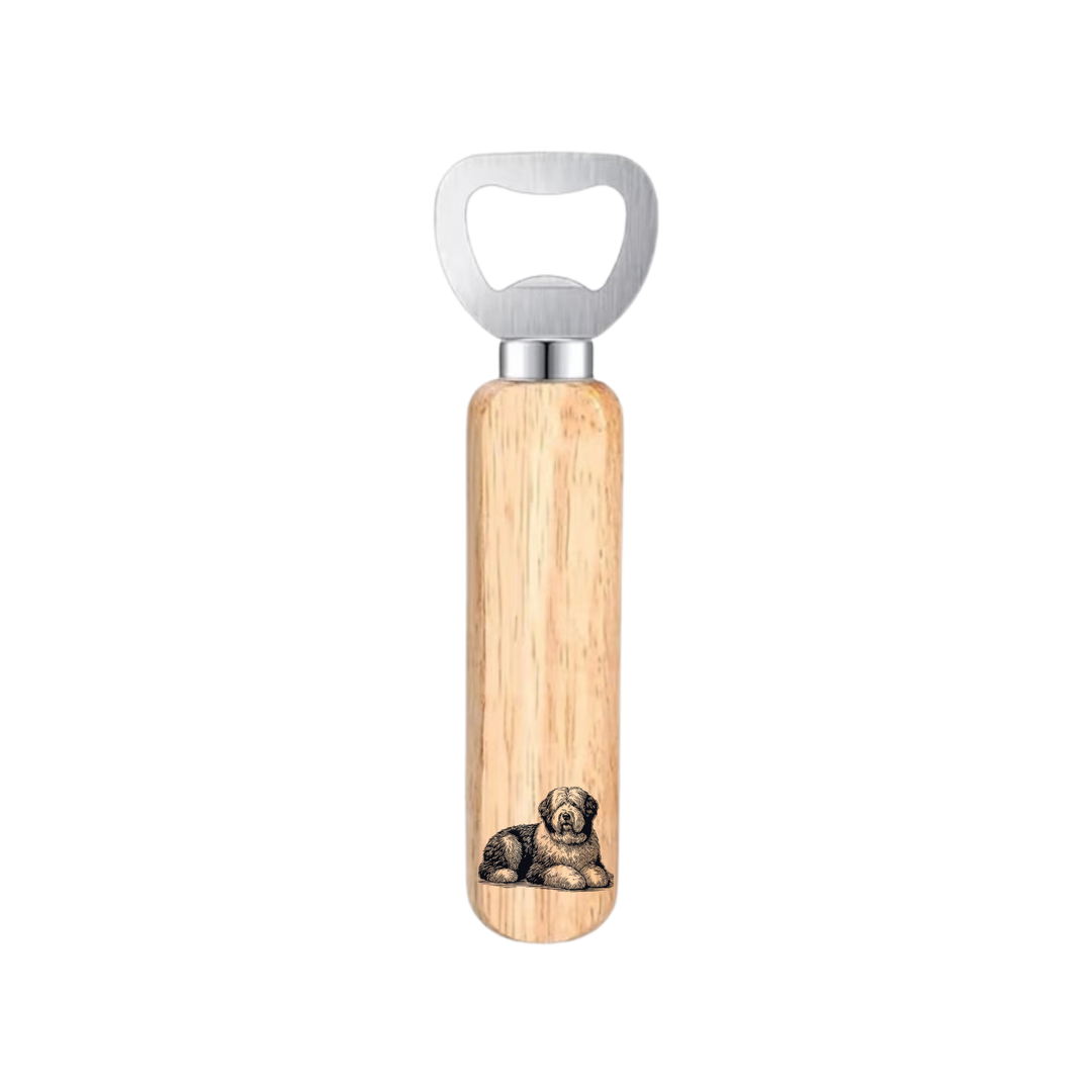 Old English Sheepdog LD Engraved Wooden Bottle Opener