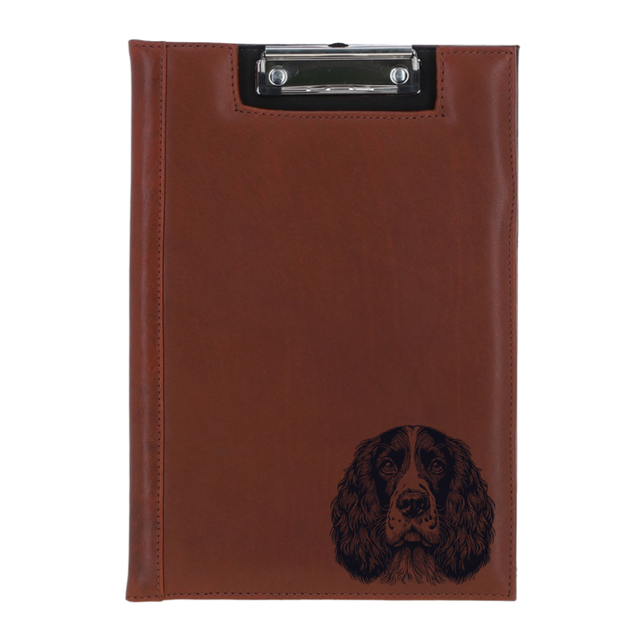 English Springer Spaniel Face Engraved Leather Clipboard