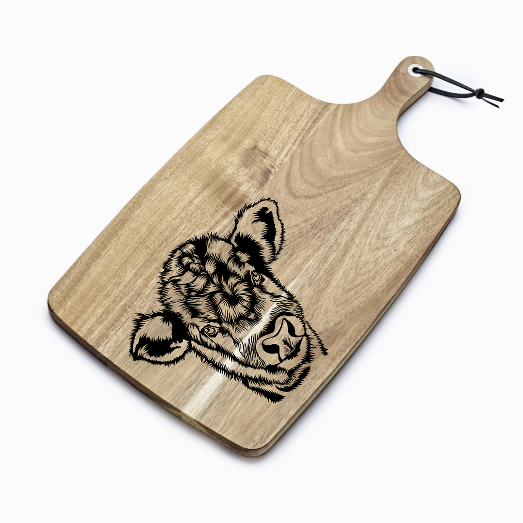 Personalised Cow Engraved Acacia Serving Board