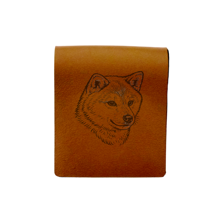 Japanese Shiba Inu Face Engraved Genuine Leather Magnetic Bookmark