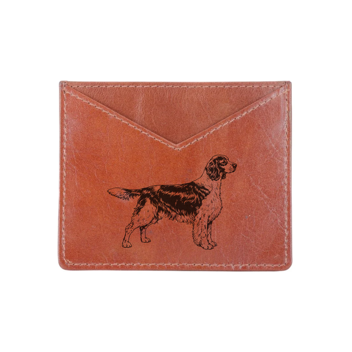 English Springer Spaniel Standing Engraved Genuine Leather Cardholder