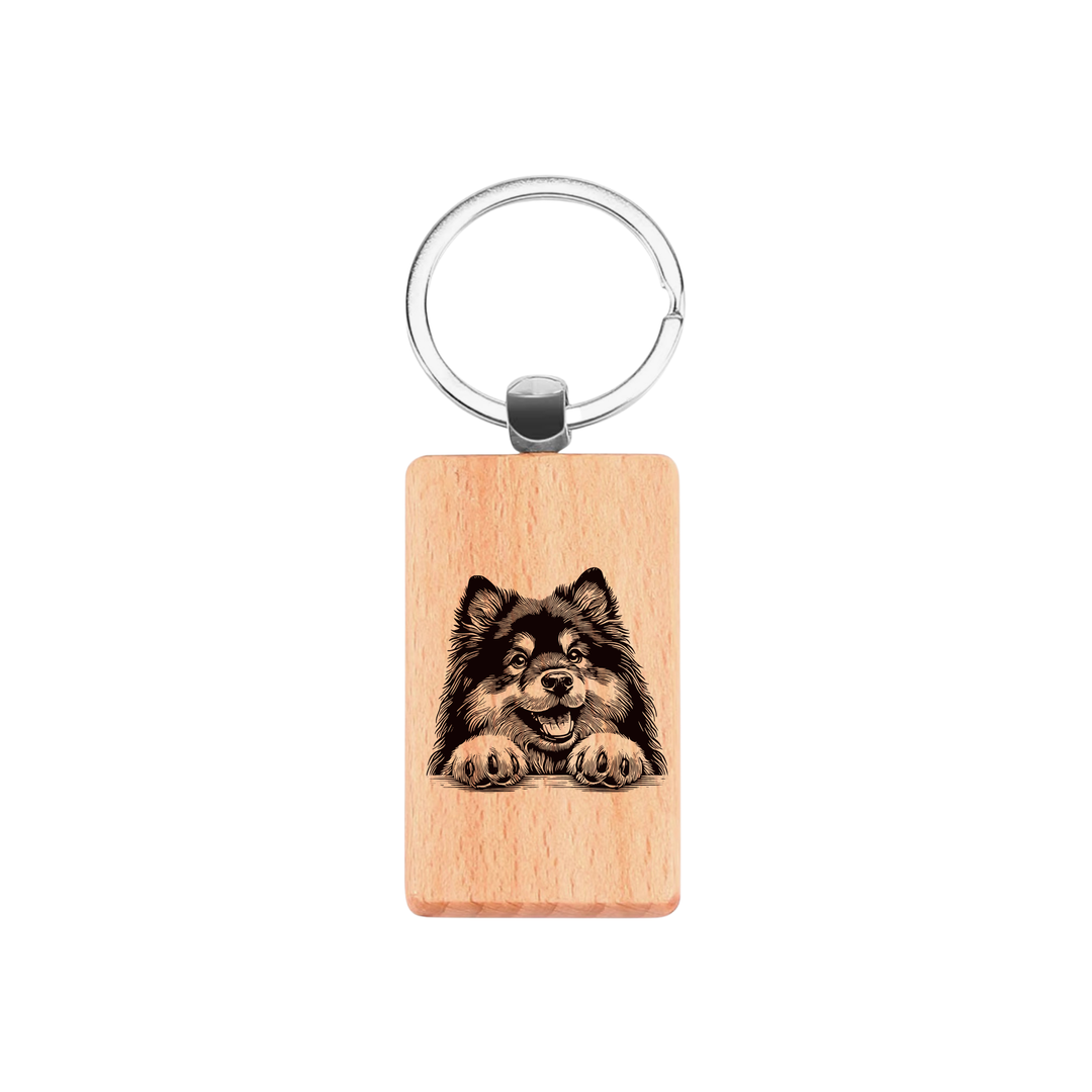 Finnish Lapphund Paws Engraved Rectangle Wooden Keyring