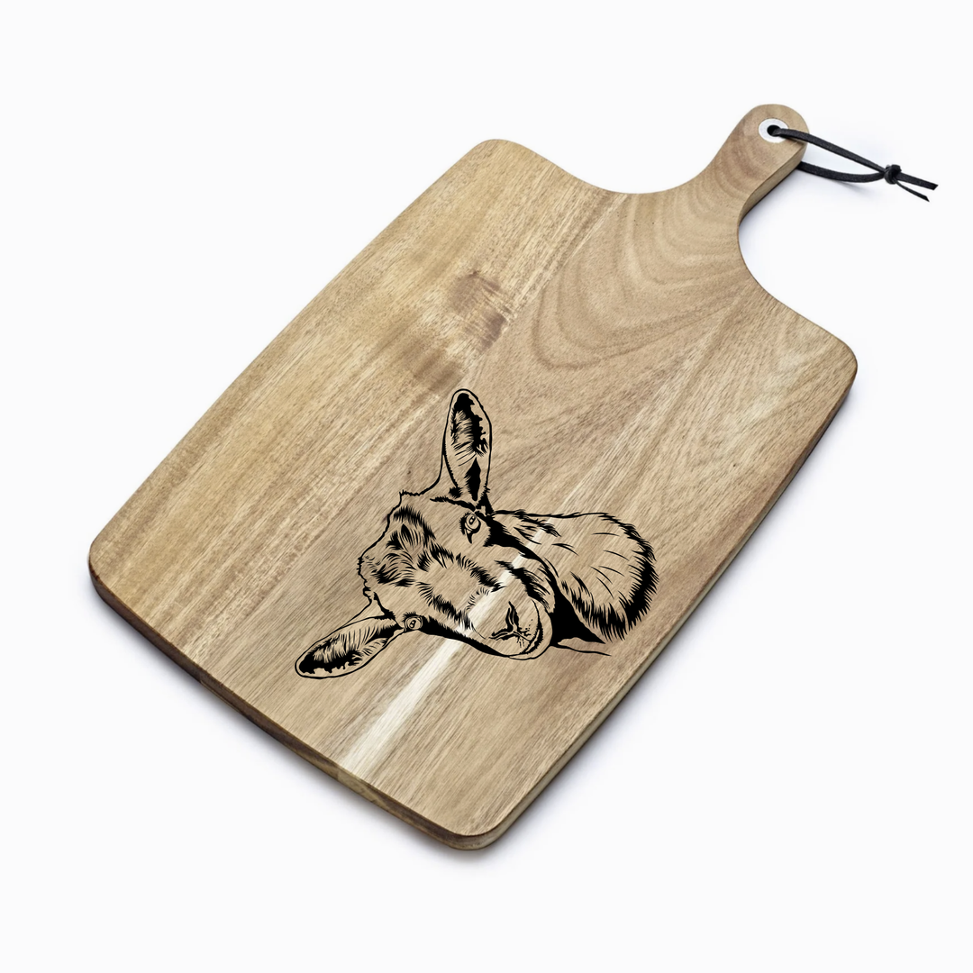 Personalised Goat Face Engraved Acacia Serving Board