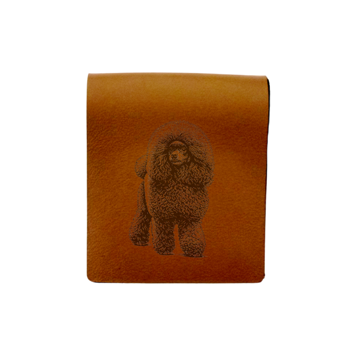 Poodle D Standing Engraved Genuine Leather Magnetic Bookmark