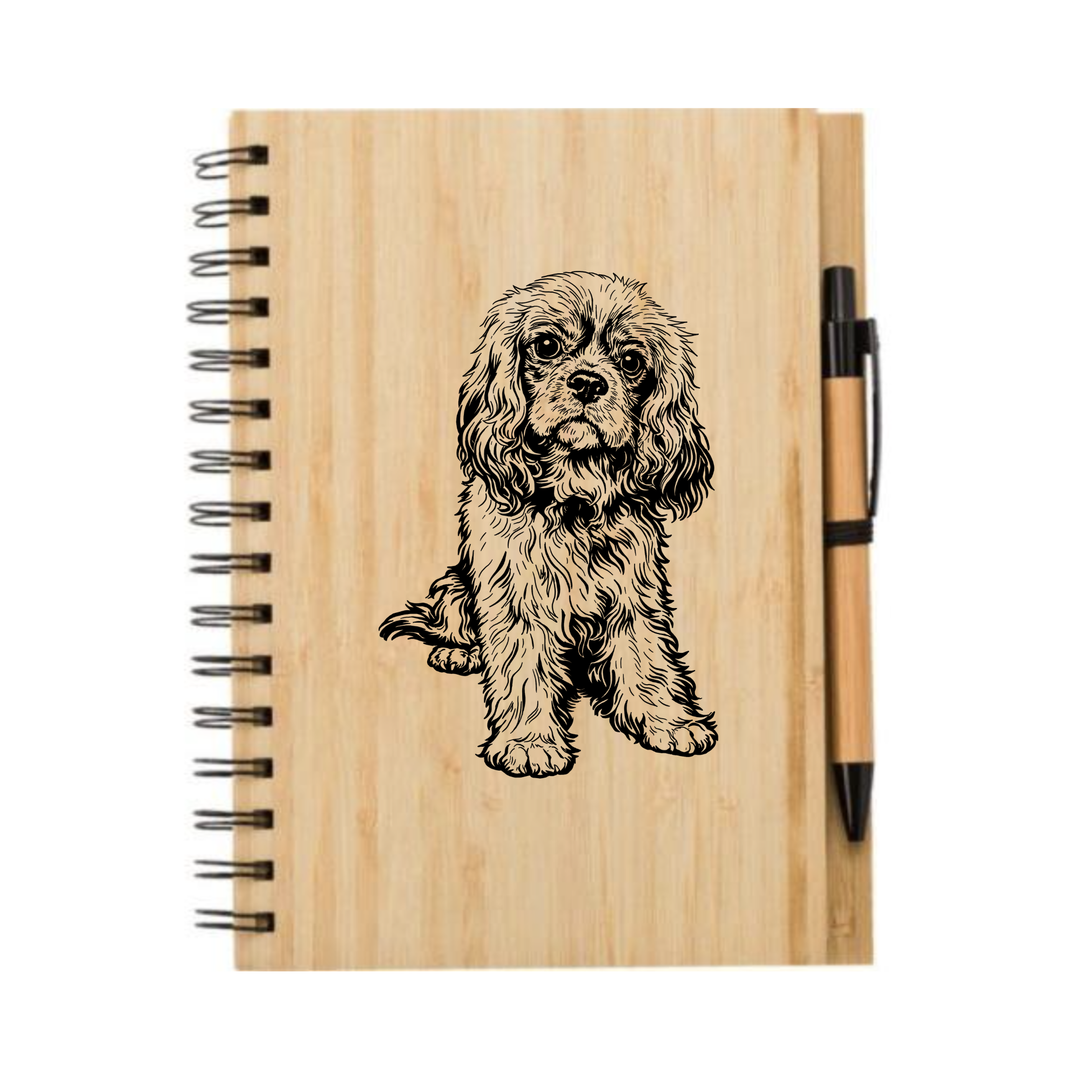 R Cavalier King Charles Spaniel Sitting Engraved Illustration Engraved Notebook