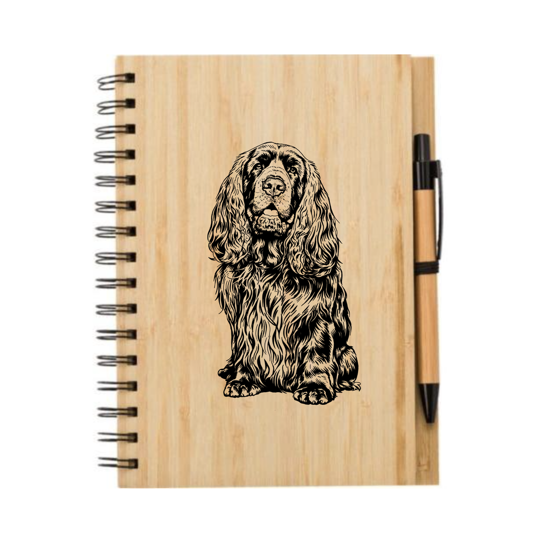 Sussex Spaniel Sitting Engraved Illustration Engraved Notebook