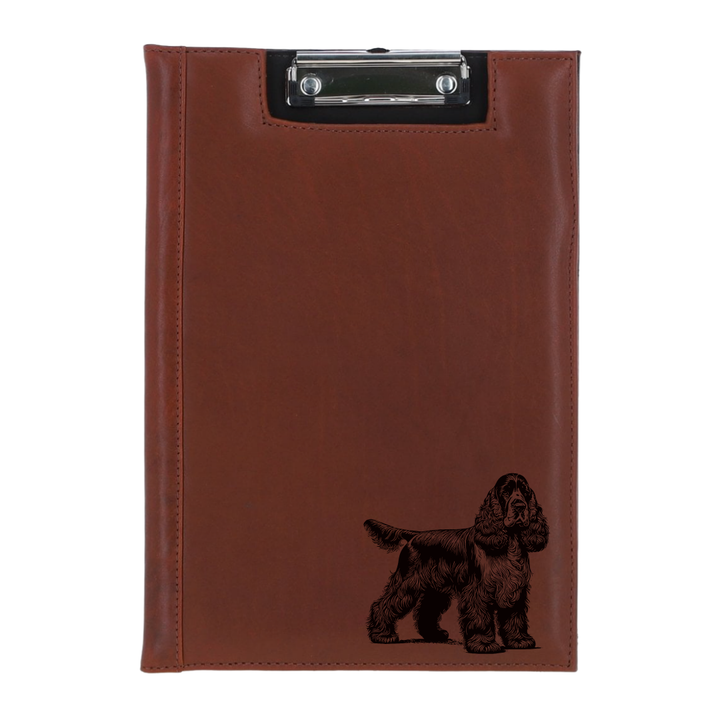 English Cocker Spaniel Standing Engraved Leather Clipboard