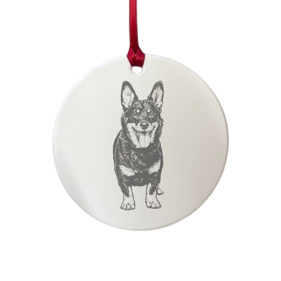 Personalised Lancashire Heeler Standing Engraved White Acrylic Decoration