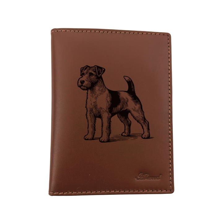 Jack Russell Terrier Standing Engraved Leather Passport Cover