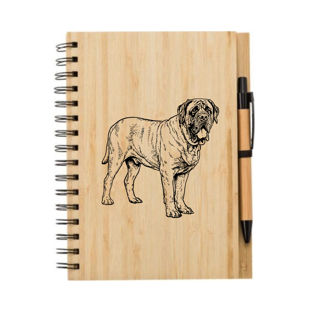Mastiff Standing Engraved Illustration Engraved Notebook