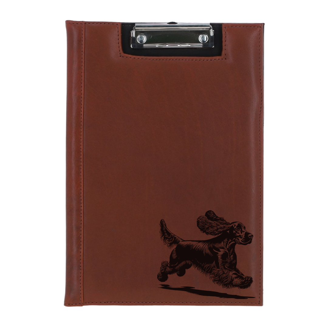 English Cocker Spaniel Running Engraved Leather Clipboard
