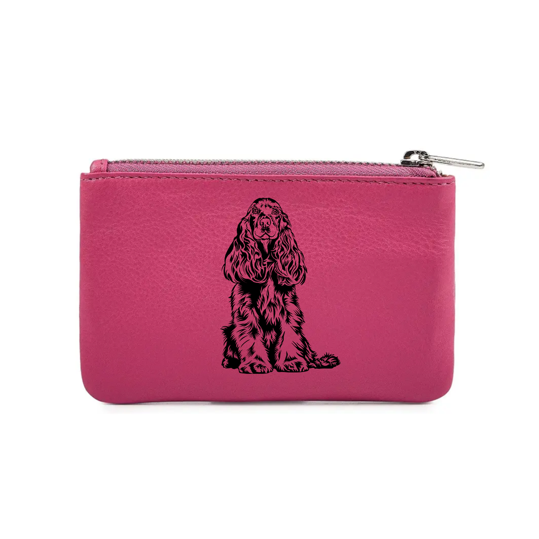 Cocker Spaniel Engraved Genuine Leather Coin Purse (Multiple Colour Options)