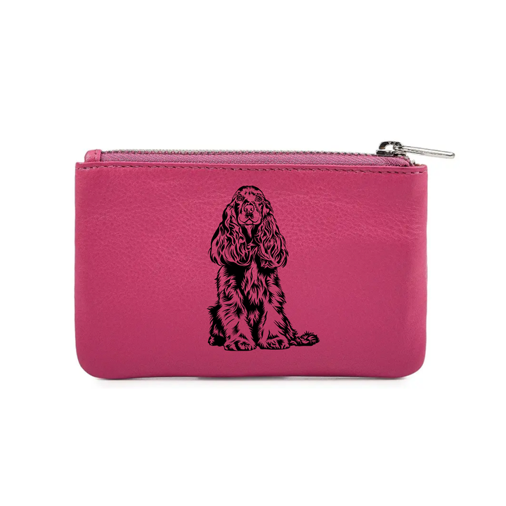 Cocker Spaniel Engraved Genuine Leather Coin Purse (Multiple Colour Options)