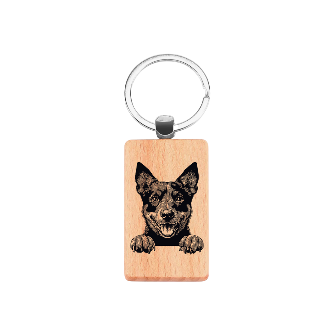 Lancashire Heeler Paws Engraved Rectangle Wooden Keyring