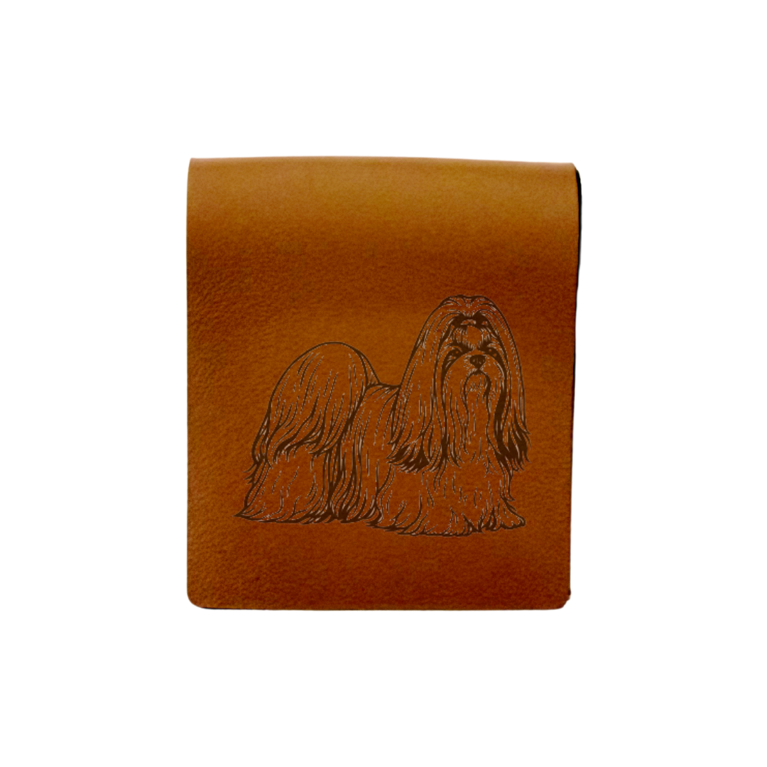 Shih Tzu Standing Engraved Genuine Leather Magnetic Bookmark