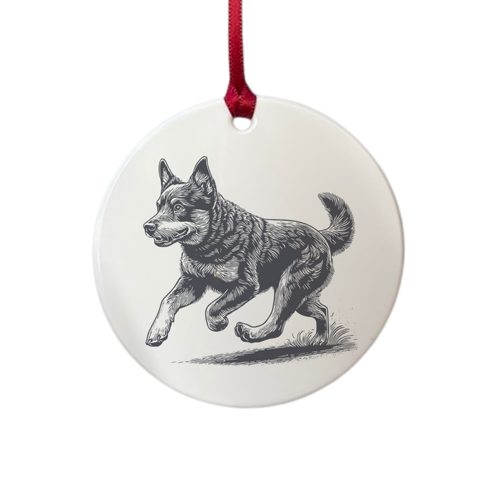 Personalised Lancashire Heeler Running Engraved White Acrylic Decoration