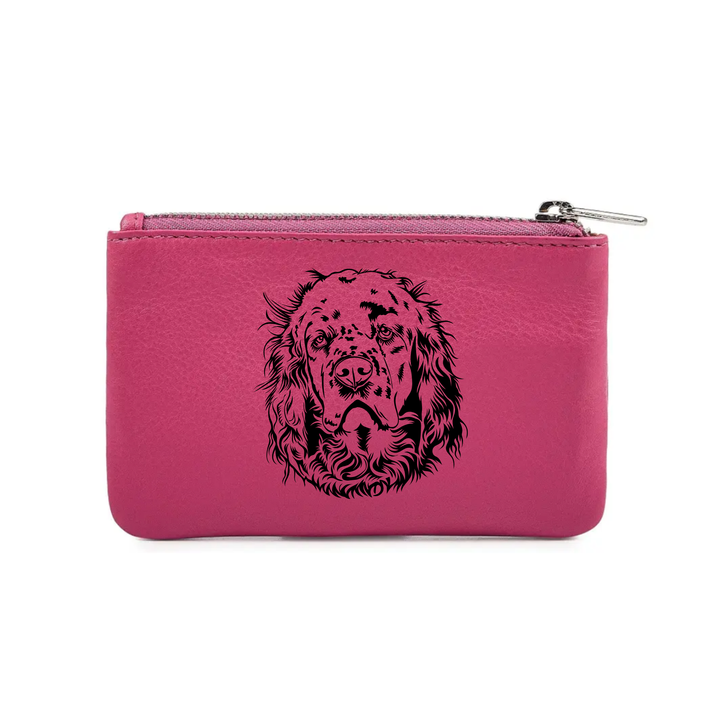 Clumber Spaniel Face Engraved Genuine Leather Coin Purse (Multiple Colour Options)
