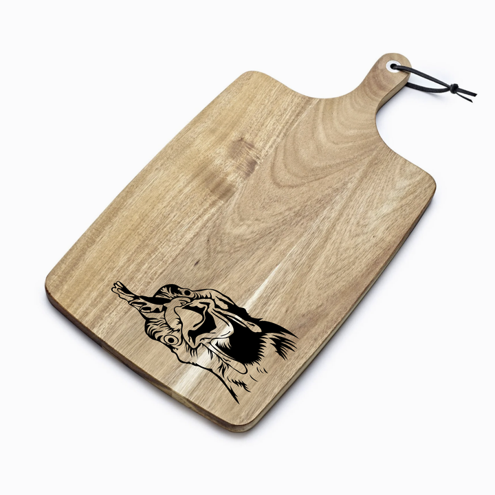 Personalised Chicken Face Engraved Acacia Serving Board