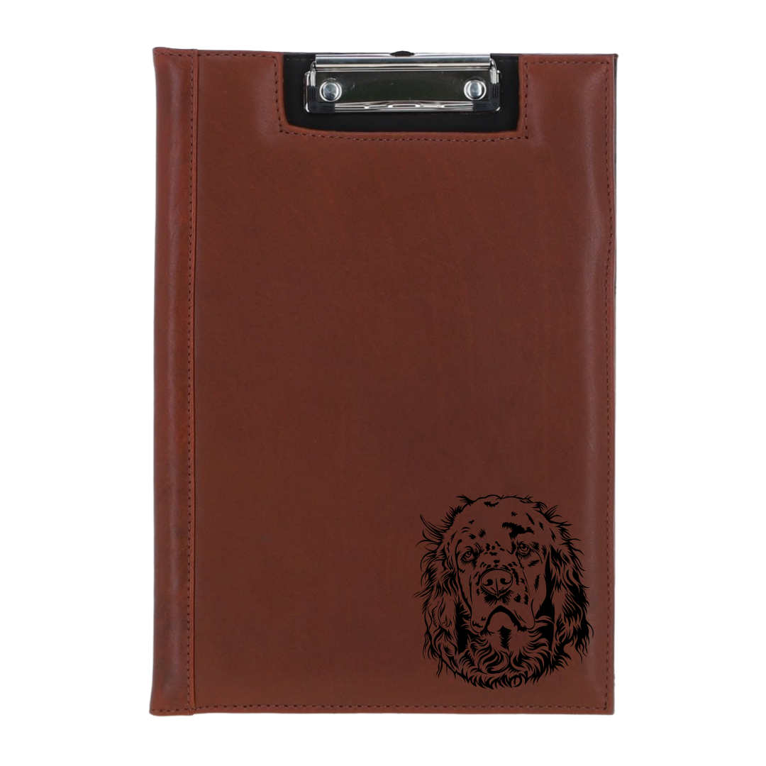 Clumber Spaniel Face Engraved Leather Clipboard