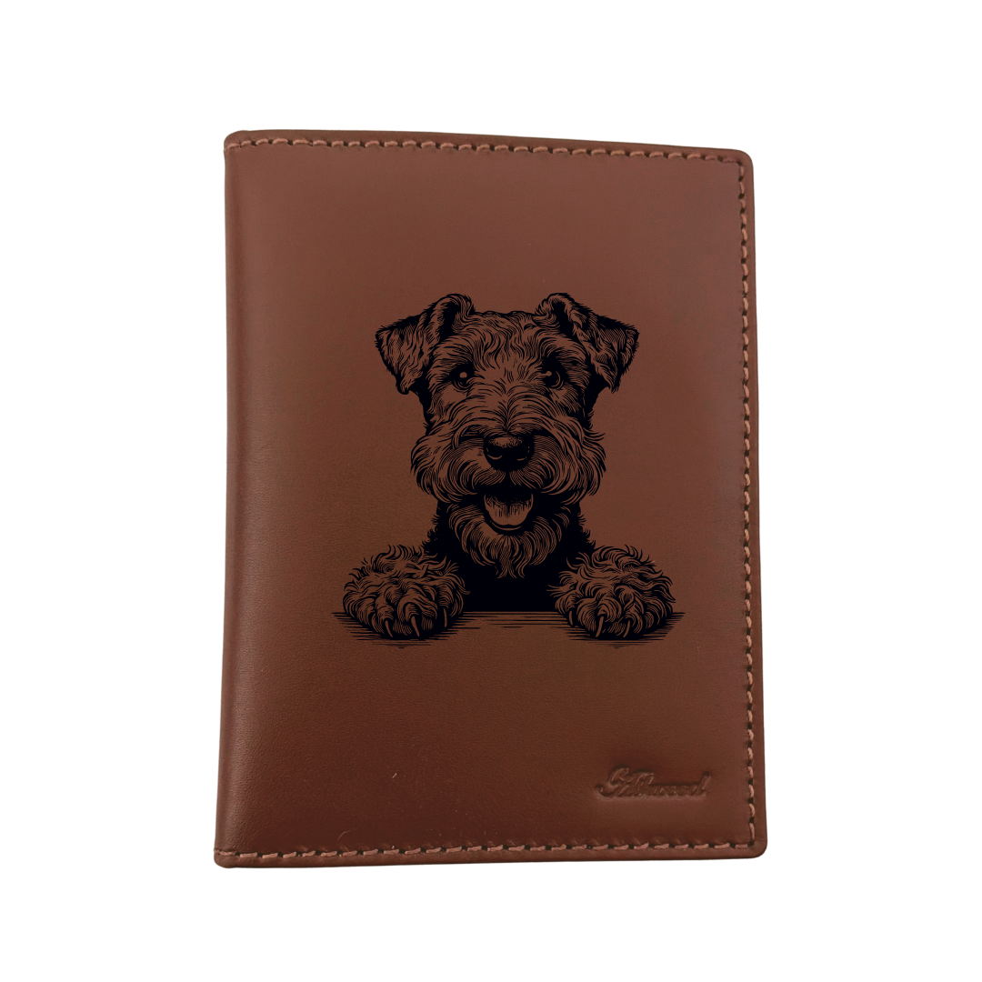 Irish Terrier Paws Engraved Leather Passport Cover