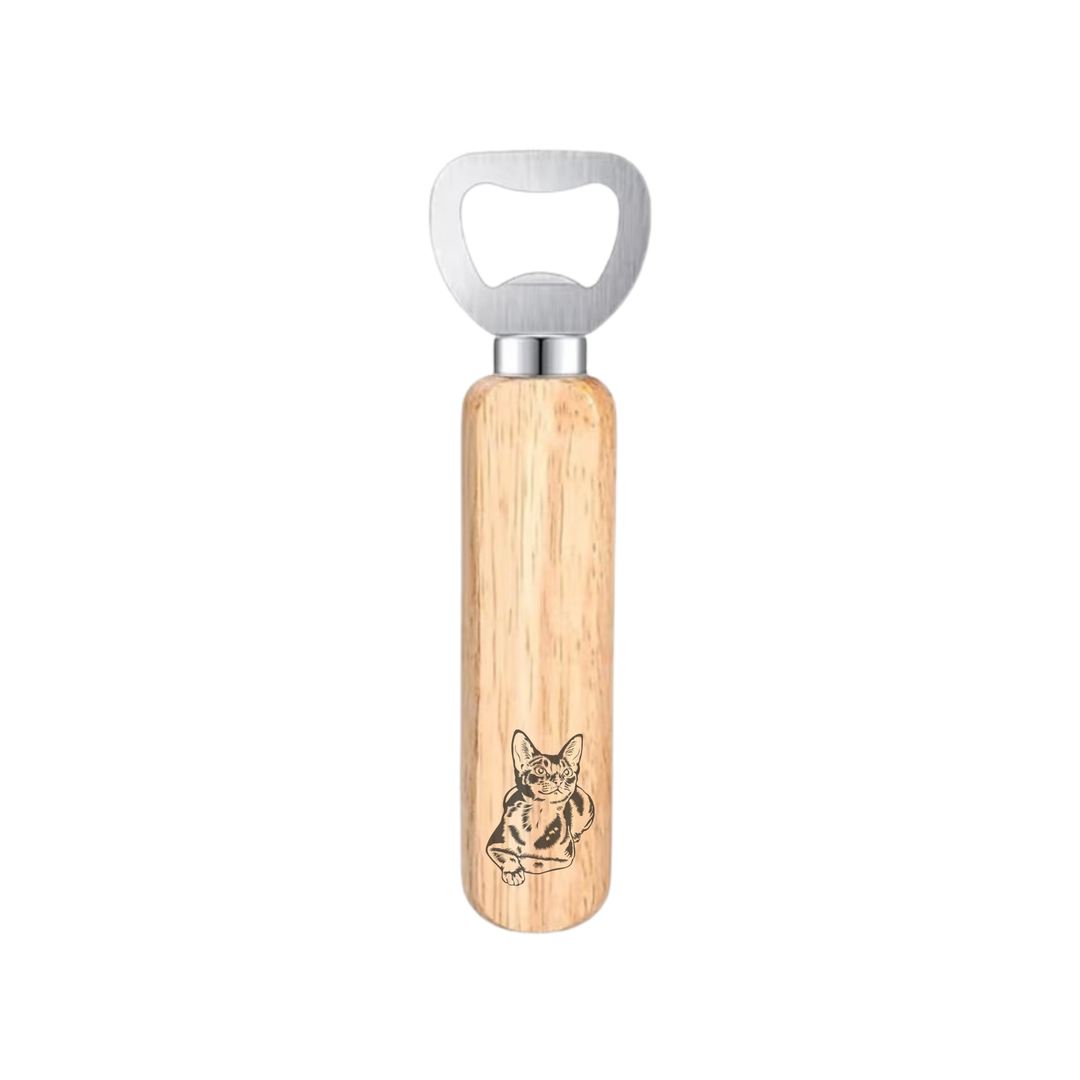 Abyssinian Cat Engraved Wooden Bottle Opener