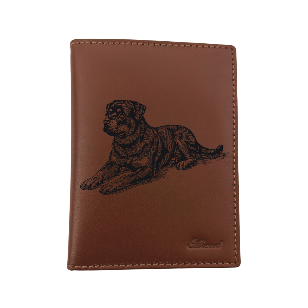 Rottweiler LD Engraved Leather Passport Cover