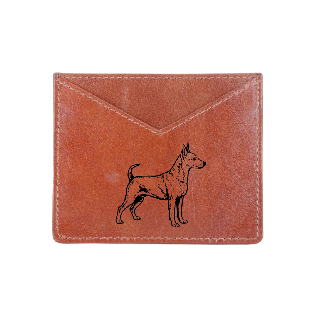 Miniature Pinscher Engraved Genuine Leather Cardholder