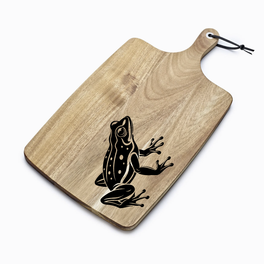 Personalised Frog Engraved Acacia Serving Board