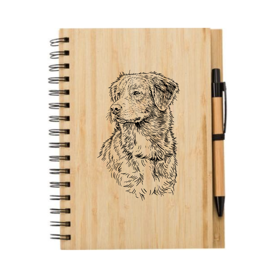 Nova Scotia Duck Tolling Retriever Face & Chest Engraved Illustration Engraved Notebook