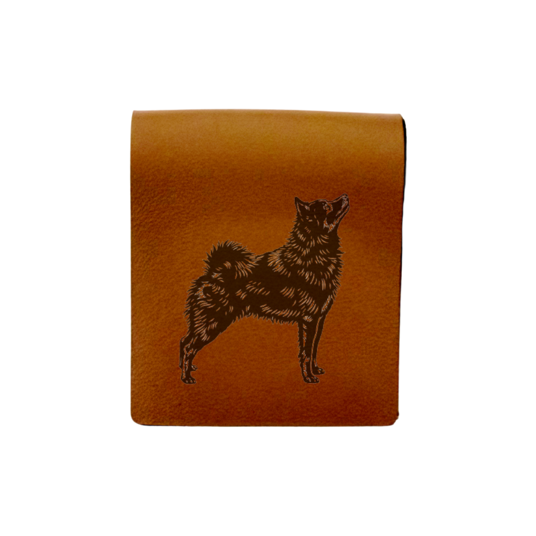 Schipperke Standing Engraved Genuine Leather Magnetic Bookmark