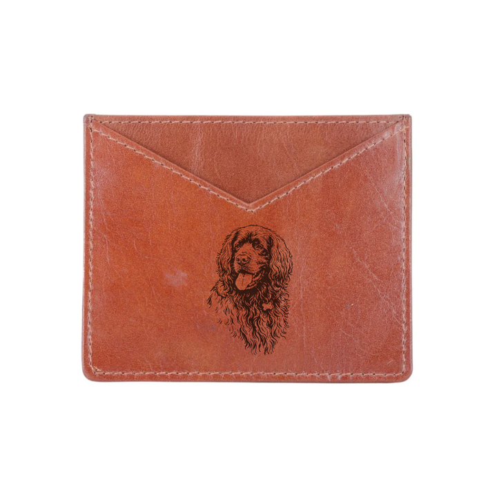 Sussex Spaniel Face Engraved Genuine Leather Cardholder