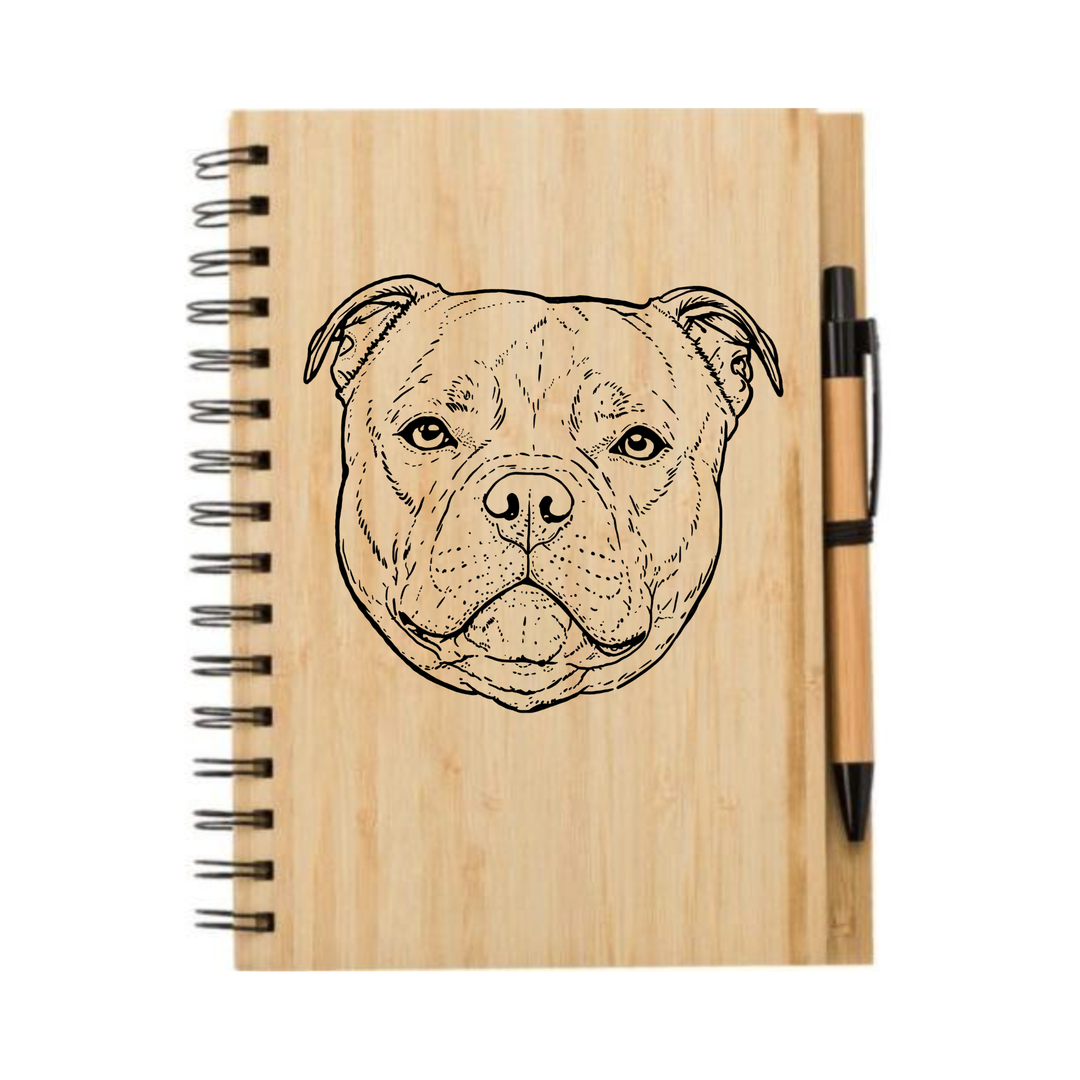 Staffordshire Bull Terrier Face Engraved Illustration Engraved Notebook