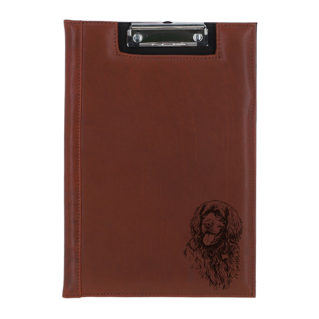 Sussex Spaniel Face Engraved Leather Clipboard