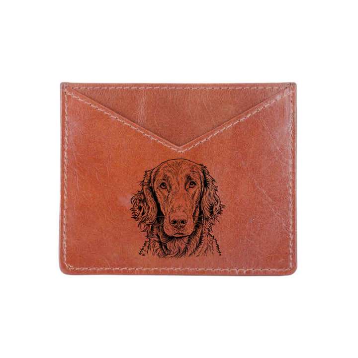 Flat Coat Retriever Engraved Genuine Leather Cardholder