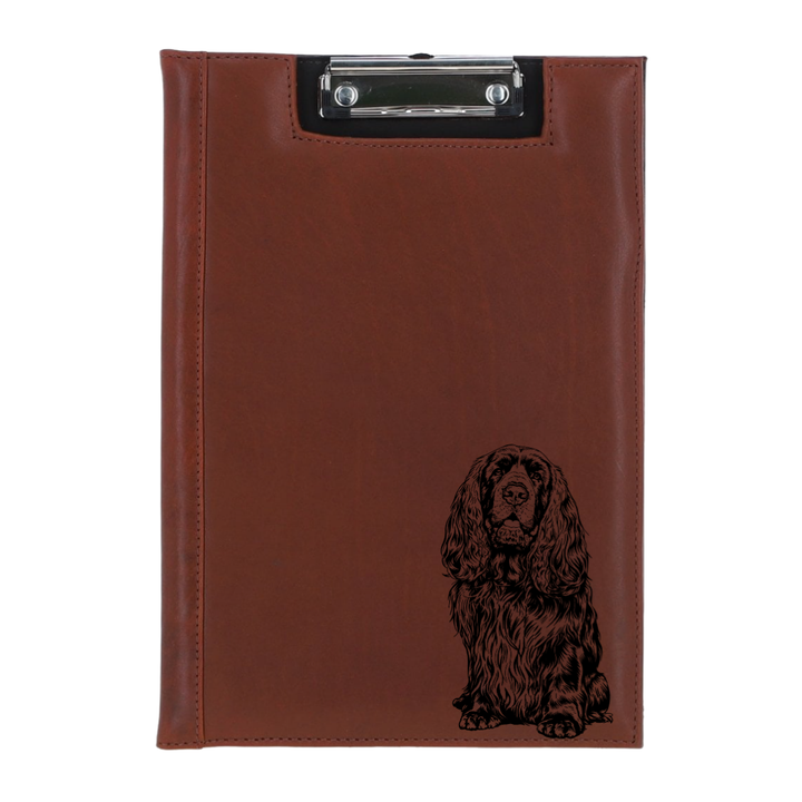 Sussex Spaniel Sitting Engraved Leather Clipboard